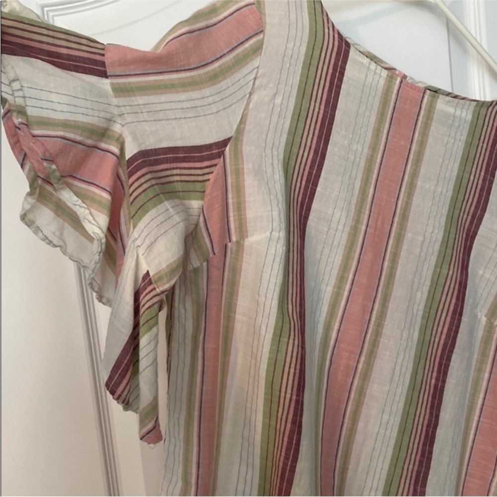 CHAPS cotton cream flutter sleeve blouse - Picture 3 of 8